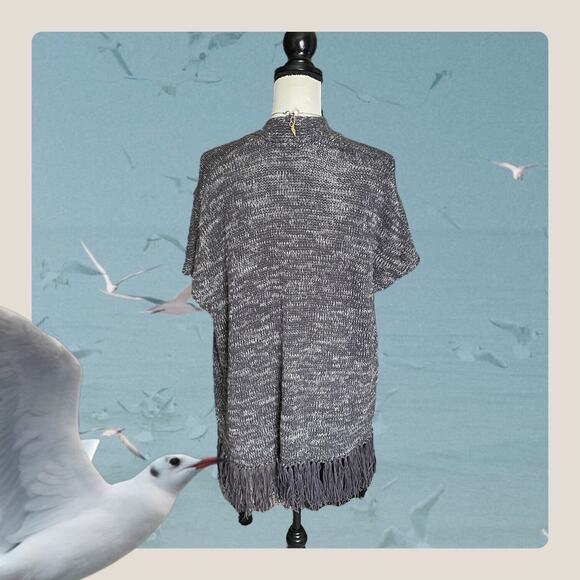 JOIE Gray Space Dye Sona Linen Blend Boho Fringe Open Front Cardigan Size XS S - Picture 6 of 8